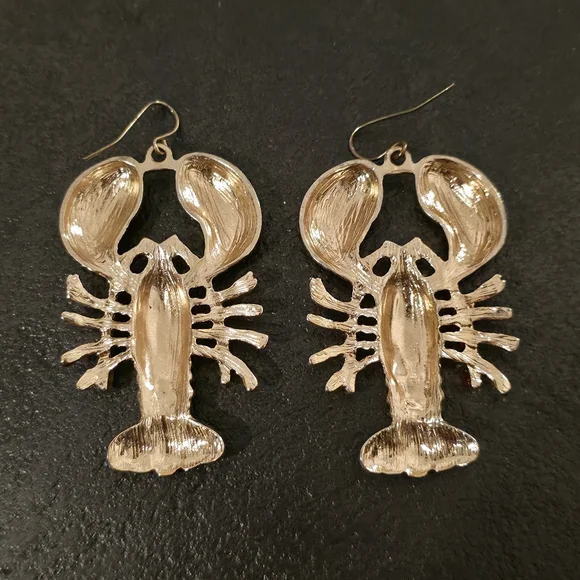 Red Enamel Lobster Dangle Earrings - Picture 2 of 3